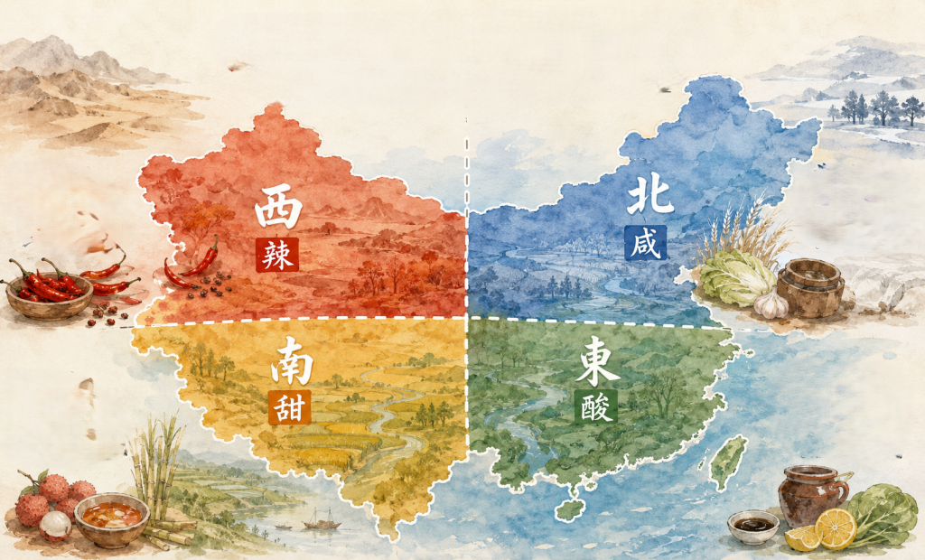 南甜北咸、东酸西辣